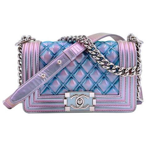 chanel small boy iridescent purple prowned